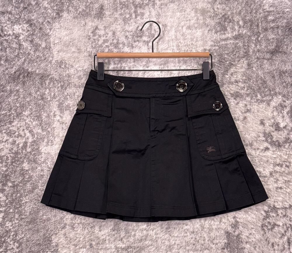 Vintage Burberry Blue Label Skirt 36 / US 4 Womens Black Cargo Y2K Pleat Mini